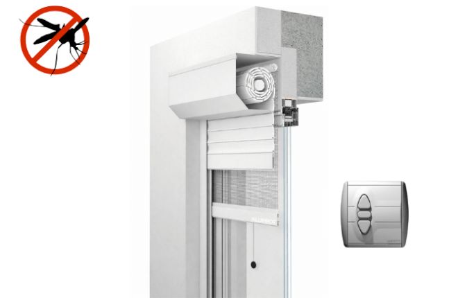 Volet roulant électrique avec moustiquaire sur mesure - blanc