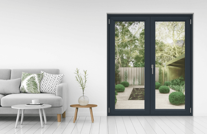 Porte-fenêtre PVC 2 vantaux anthracite