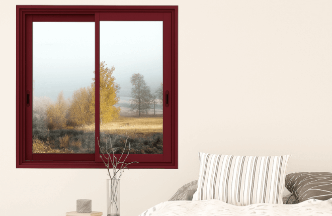 Fenêtre coulissante ALU rouge vin RAL 3005