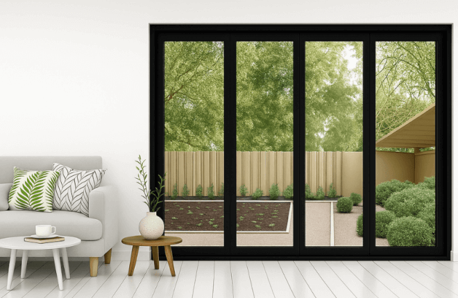 Baie coulissante 4 vantaux PVC noir