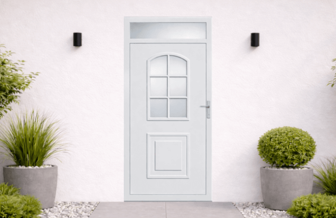 Porte dentrée PVC avec imposte vitrée - HELENA