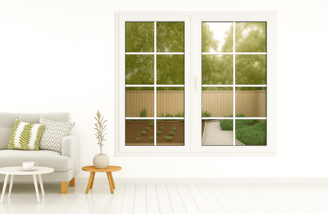 Fenêtre PVC 2 vantaux avec petits bois croisillons blanc