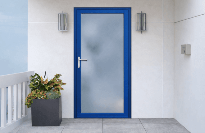 Porte dentrée ALU bleu gentiane RAL 5010