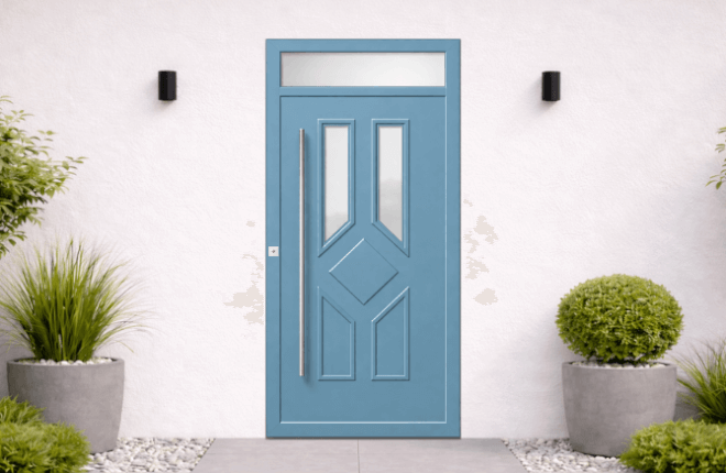 Porte dentrée PVC avec imposte vitrée - MEDA