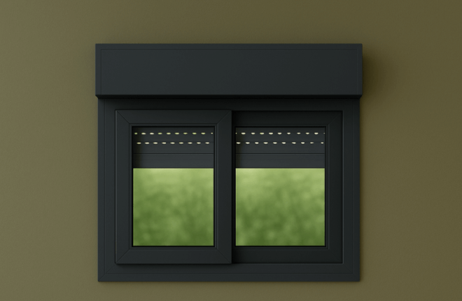 Fenêtre coulissante PVC anthracite avec volet roulant
