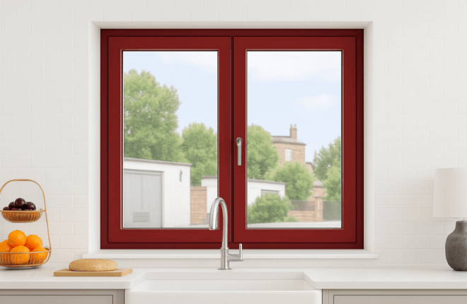 Fenêtre PVC rouge vin RAL 3005
