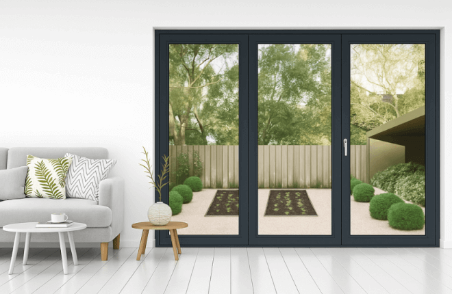 Porte-fenêtre PVC 3 vantaux anthracite