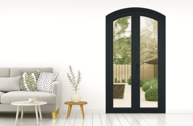 Porte-fenêtre cintrée PVC 2 vantaux noir