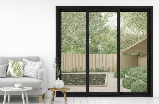 Baie coulissante 3 vantaux PVC noir