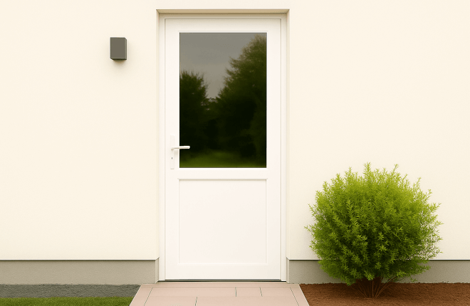 Porte dentrée PVC semi-vitrée