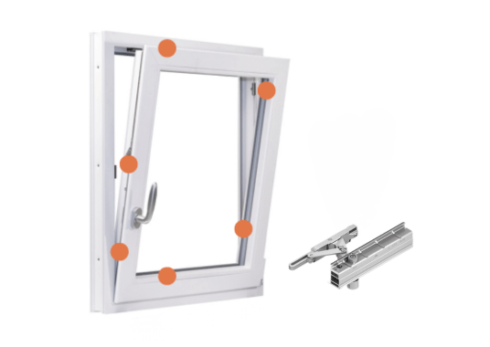 Verrouillage multipoints + poignée + Roto® Alversa KS avec système de bascule