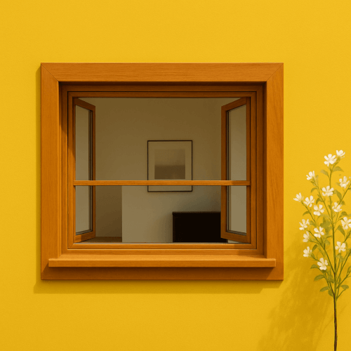 Fenêtre chêne doré avec moustiquaire intégrée square