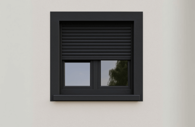 Fenêtre PVC noire avec volet roulant