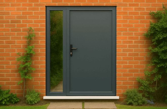 Porte tiercée pleine anthracite