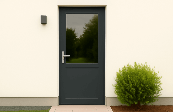 Porte dentrée ALU semi-vitrée