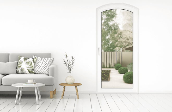 Porte-fenêtre cintrée PVC 1 vantail blanc