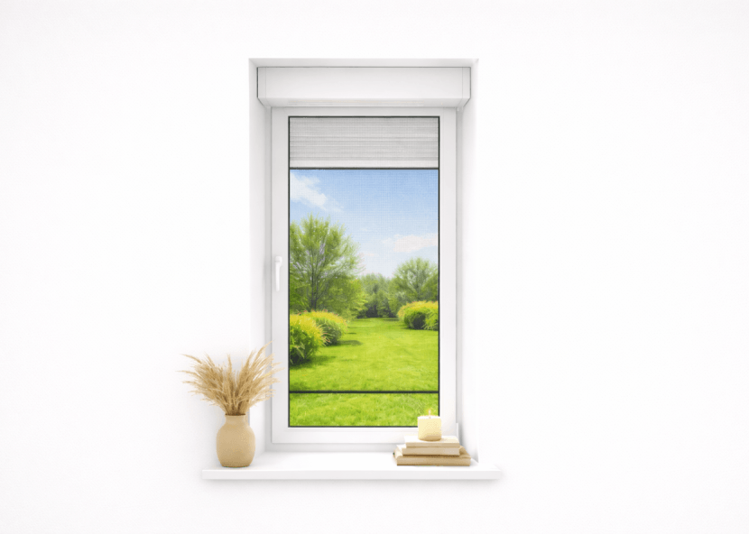 Fenêtre avec volet roulant et moustiquaire