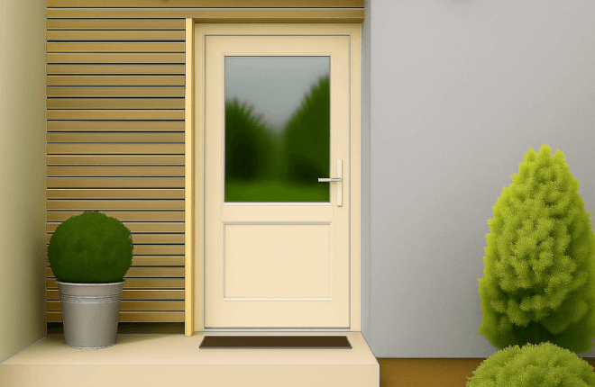 Porte dentrée PVC blanc cassé