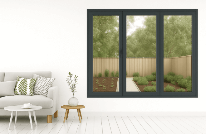 Fenêtre ALU anthracite 3 vantaux