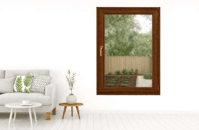 Fenêtre PVC noyer 1 vantail