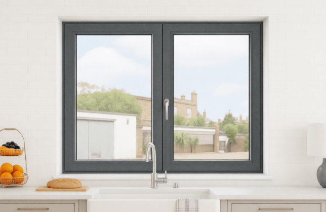 Fenêtre PVC Gris basalte veiné RAL 7012