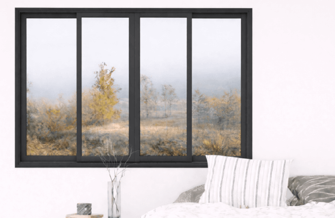 Fenêtre coulissante PVC 4 vantaux gris anthracite