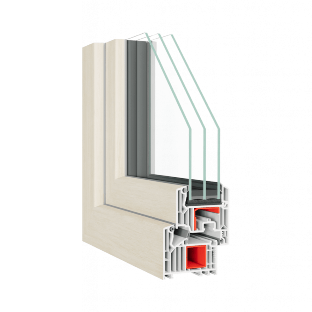 Fenêtre PVC triple vitrage chêne weissbach square