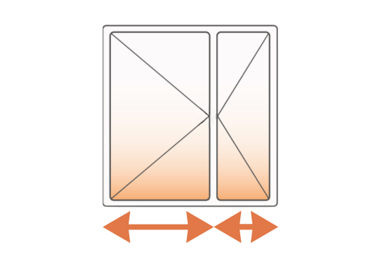 Ajuster la largeur des vantaux - Largeur autorisée par vantail : entre 400 et 1000 mm