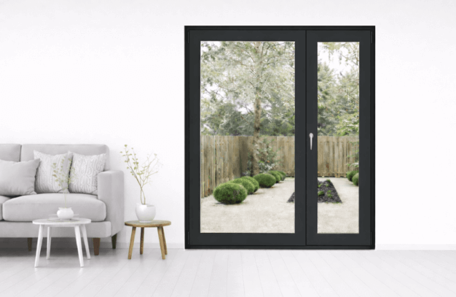 Porte-fenêtre PVC tiercée noire