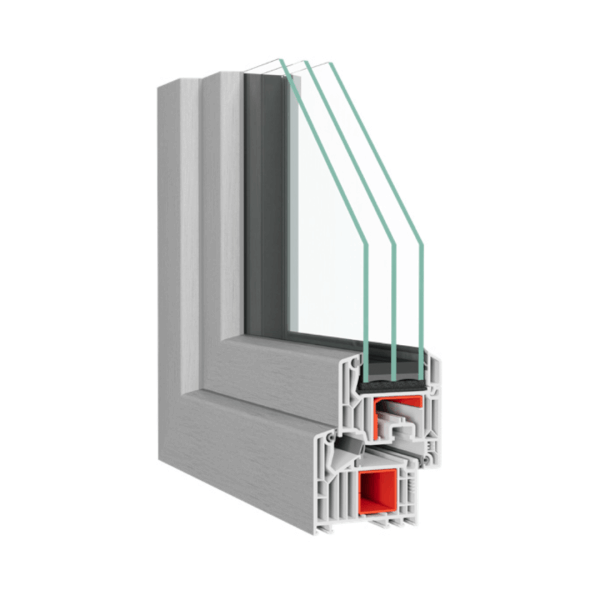 NG Habitats Fenêtre PVC triple vitrage gris clair square