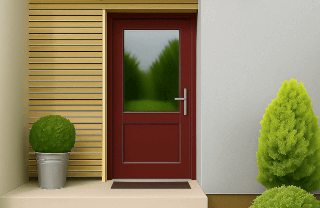 Porte dentrée PVC rouge vin