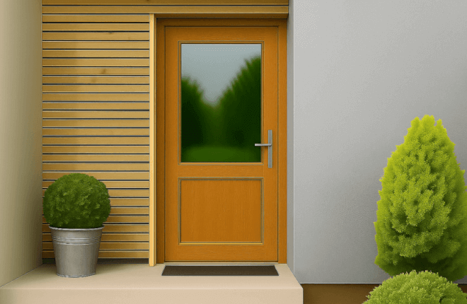 Porte dentrée PVC chêne doré