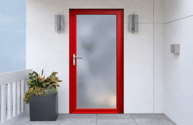 Porte dentrée ALU rouge signalisation RAL 3020