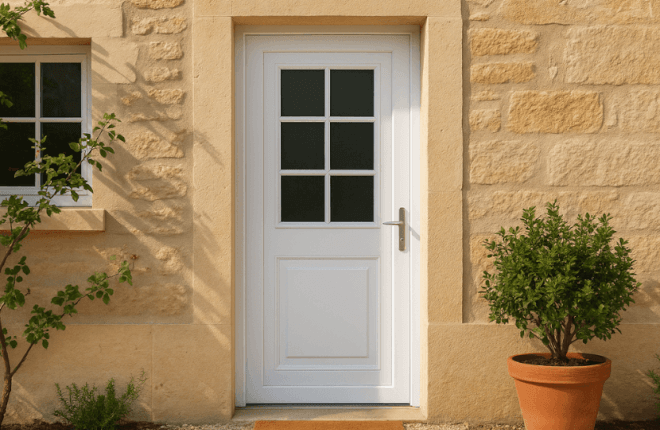 Porte PVC avec croissillons