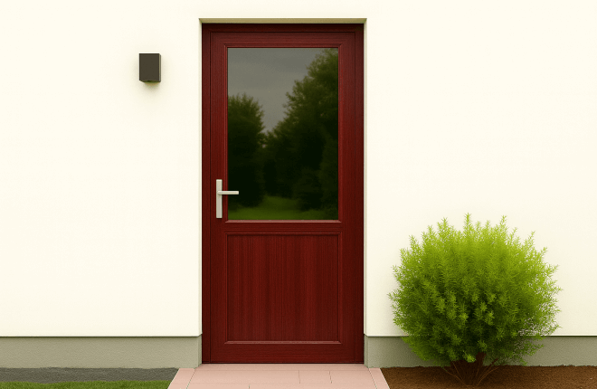 Porte dentrée PVC acajou