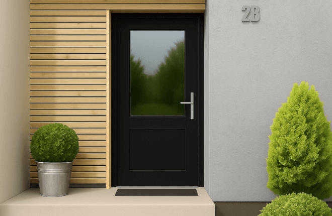 Porte dentrée PVC noir