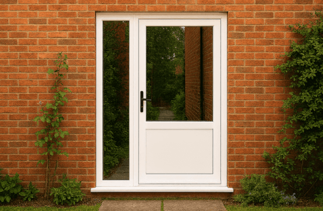 Porte semi-vitrée avec tierce fixe PVC