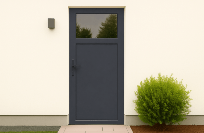 Porte de service 1/4 vitrée anthracite