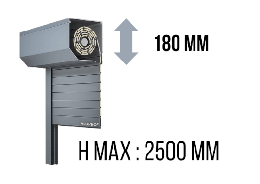 Coffre 180 mm - Hauteur VR max : 2500 mm