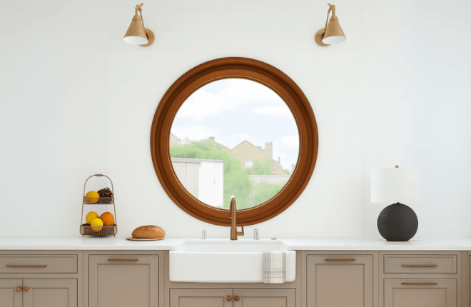 Oeil de bœuf PVC fixe noyer