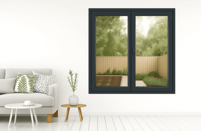 Fenêtre ALU anthracite 2 vantaux