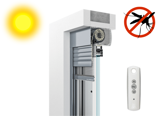 Monobloc | Tablier ALU isolé | Moteur radio SOMFY® IO | Moustiquaire | Kit solaire SOMFY®