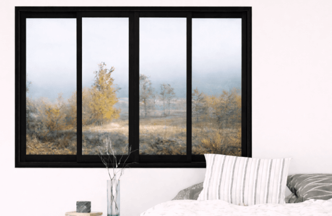 Fenêtre coulissante PVC 4 vantaux noire