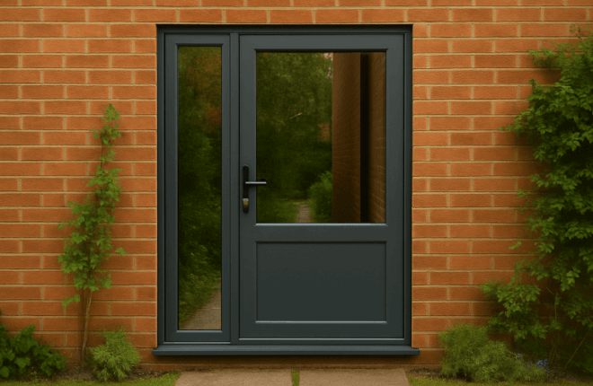 Porte semi-vitrée avec tierce ouvrante ALU