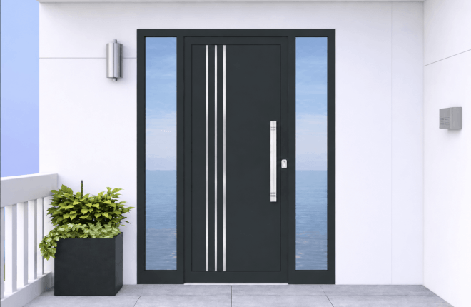 Porte ALU avec 2 tierces vitrées - RHIN
