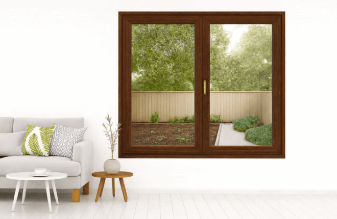 Fenêtre PVC noyer 2 vantaux