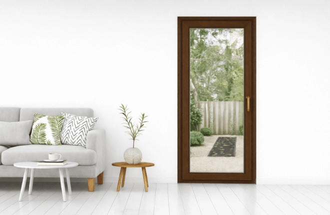 Porte-fenêtre PVC 1 vantail noyer