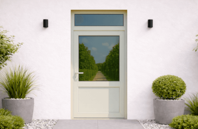 Porte PVC semi-vitrée avec imposte vitrée - PARIS