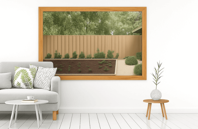 Fenêtre panoramique horizontale chêne doré