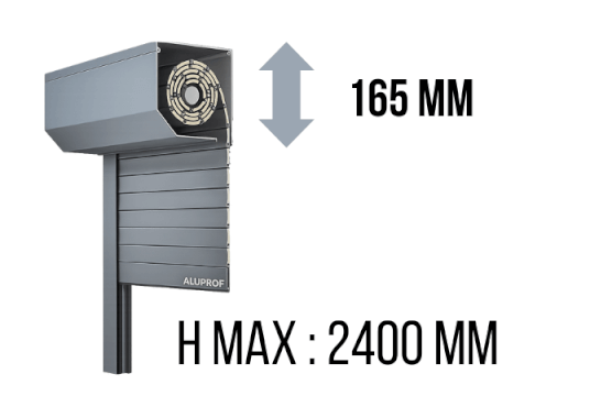 Coffre 165 mm - Hauteur VR max : 2400 mm